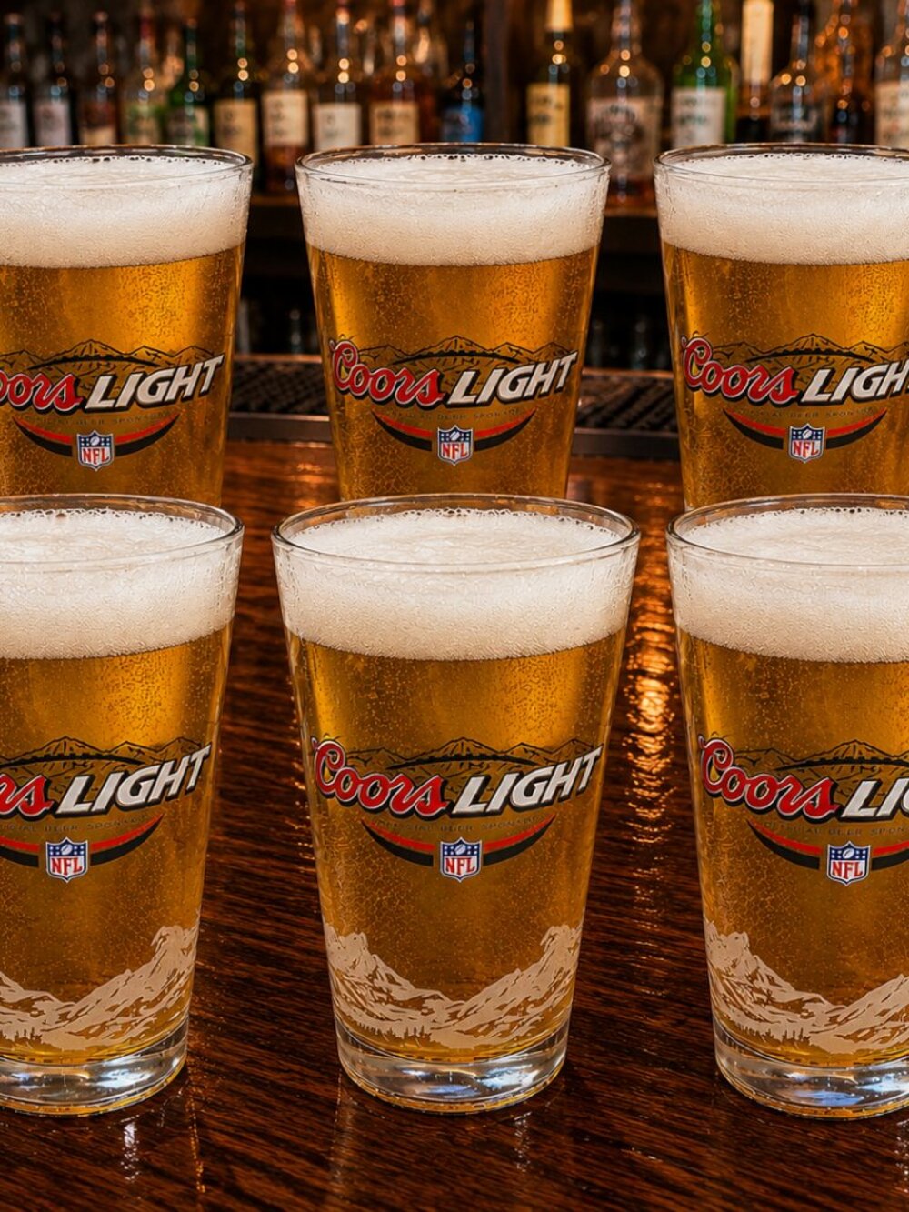 Set of 6 Coors Light NFL Pint Glass